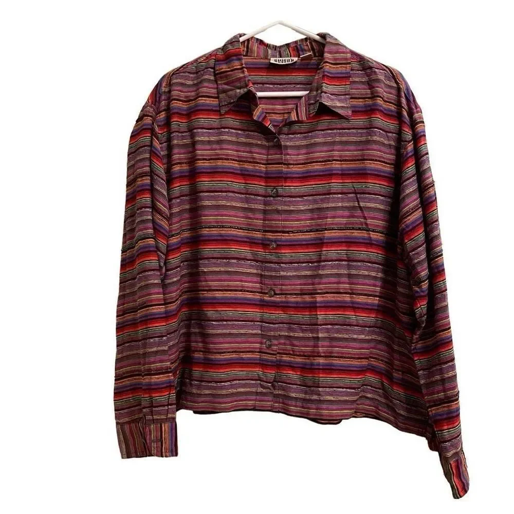 Vintage Chicos Designs Shirt Womens Size 3 100% Silk Jacket Multicolor Lagenlook - Picture 1 of 6